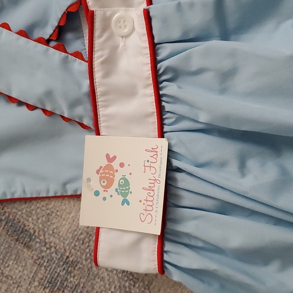 NWT Stitchy Fish Girls Patriotic Embroidered Ice Pop Summer Dress Sz7 - Picture 7 of 9